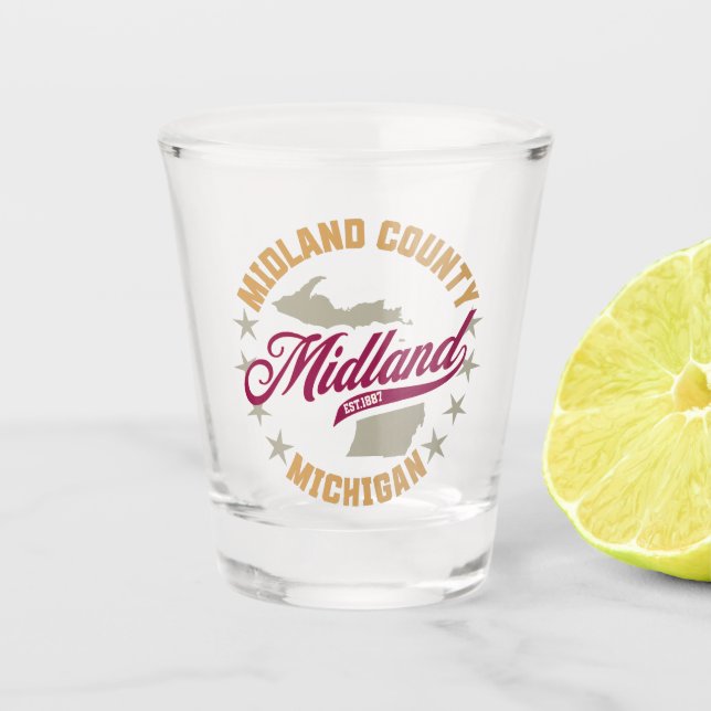 Midland, Michigan Schnapsglas (Vorderseite)