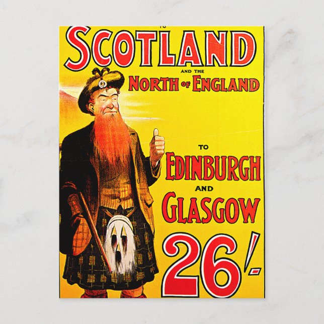 Midland Railway Scotland Bagpipe Kilt Travel Art Postkarte (Vorderseite)