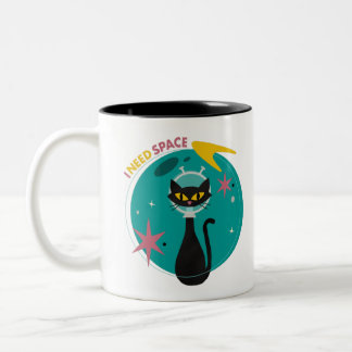 MidMod Chat dans l'espace Mug 'I Need Space'