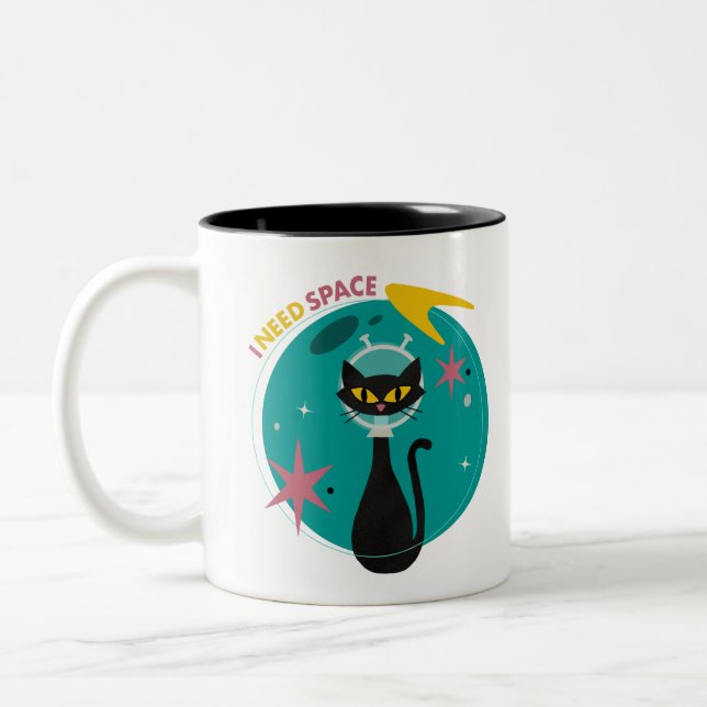 MidMod Chat dans l'espace Mug 'I Need Space' (Gauche)