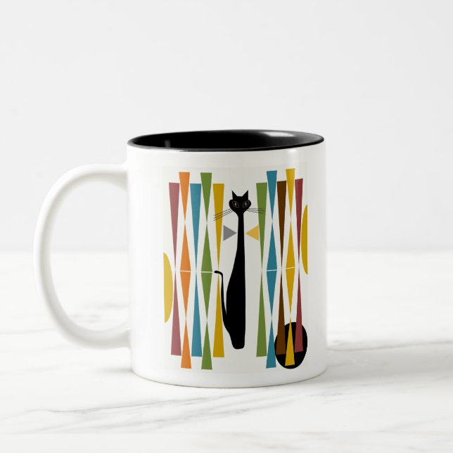 MidMod Kunst-Katze 2 Zweifarbige Tasse (Links)