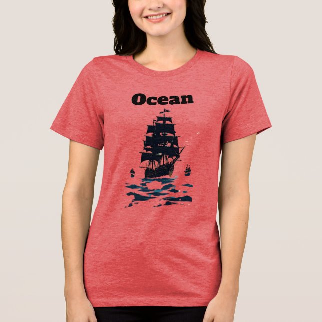 Midnight Armada Sails of the Silent Sea Black Flag Tri-Blend Shirt (Vorderseite)