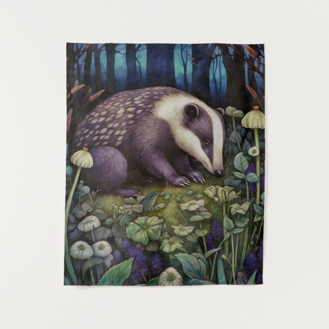 Midnight Badger Wandteppich (Vorderseite)