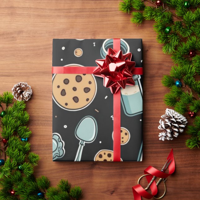 Midnight Baking Madness Wird Whimsical Cookie Geschenkpapier (Feiertagsgeschenk)
