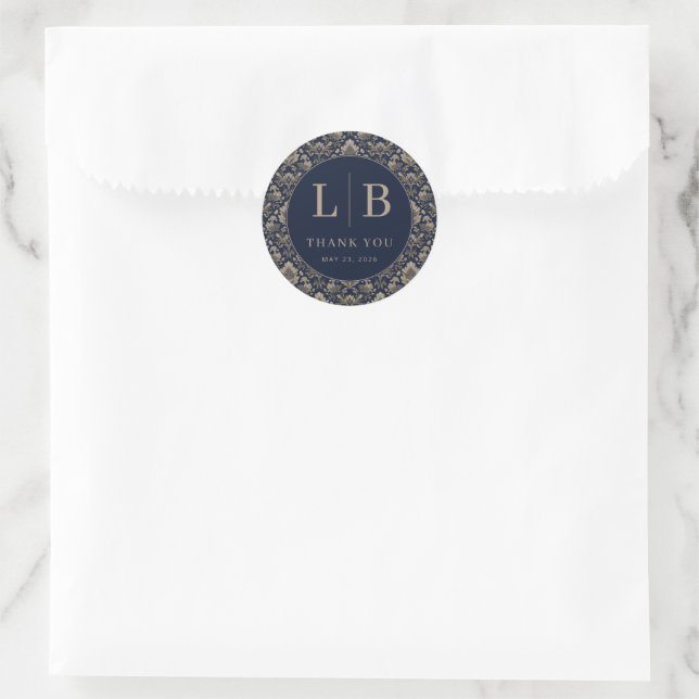 Midnight Baroque Wedding Runder Aufkleber (Tasche)