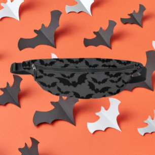 Midnight Bat Swarm Fanny Pack – Dunkelgrau & Schwa Bauchtasche