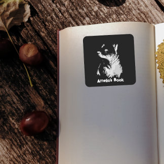 Midnight Bear Cub Book Stticker Quadratischer Aufkleber