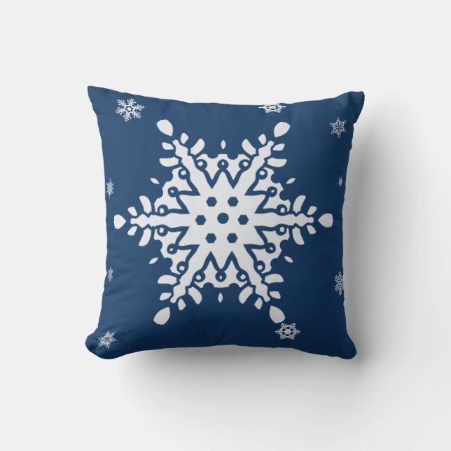 MIDNIGHT BLAU MIT SCHNEESCHNEE-URLAUB KISSEN (Vorderseite)
