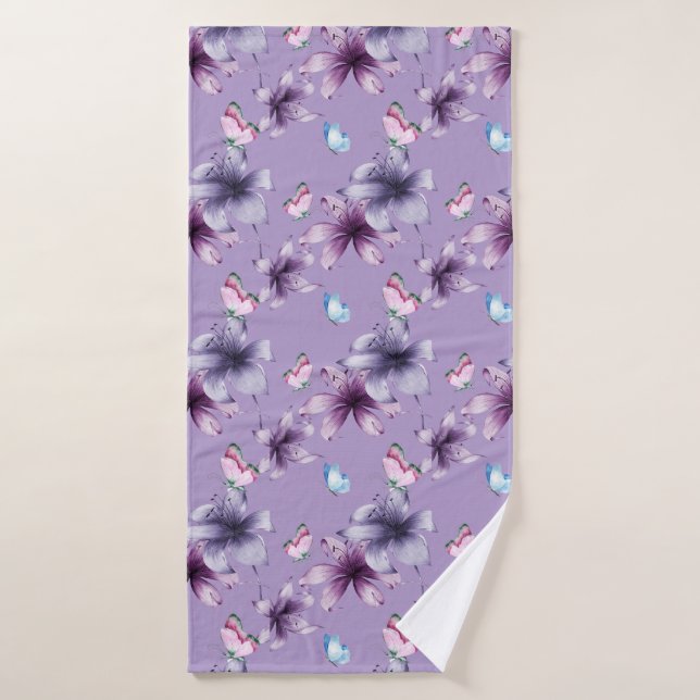 MIDNIGHT BLOOM & BUTTERFLIS BADEHANDTUCH (Badehandtuch)