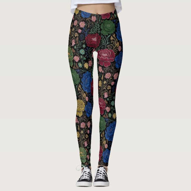 Midnight Bloom Druck Leggings (Vorderseite)