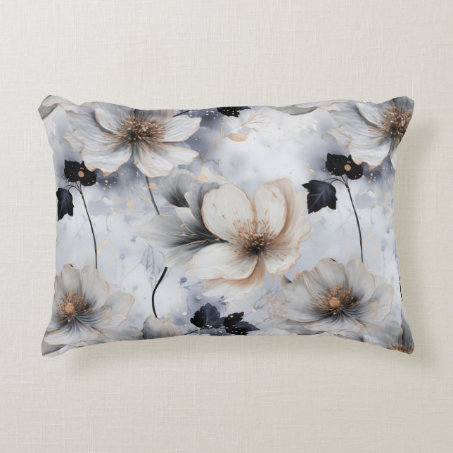 Midnight Bloom Floral Duvet Cover – Elegant  Dekokissen (Vorderseite)