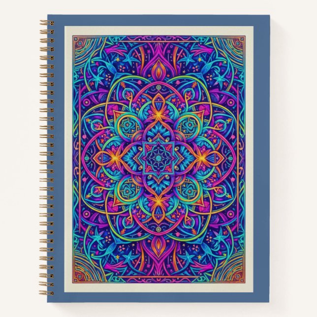 Midnight Bloom Mandala Zentangle Sacred Geometry Notizbuch (Vorderseite)