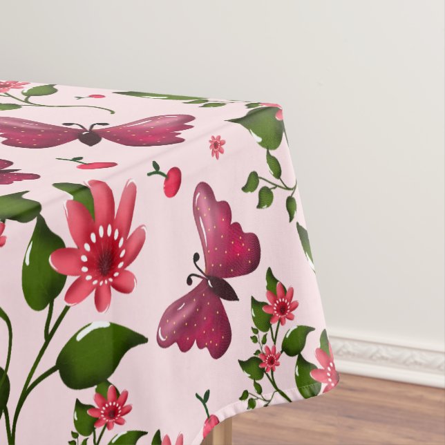 Midnight Bloom Schmetterling Blumen  Tischdecke (Beispiel)