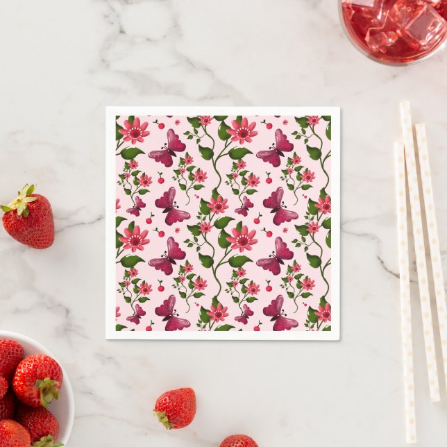 Midnight Bloom Schmetterling Floral Serviette (Beispiel)