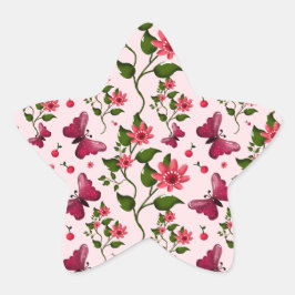 Midnight Bloom Schmetterling Floral Stern-Aufkleber