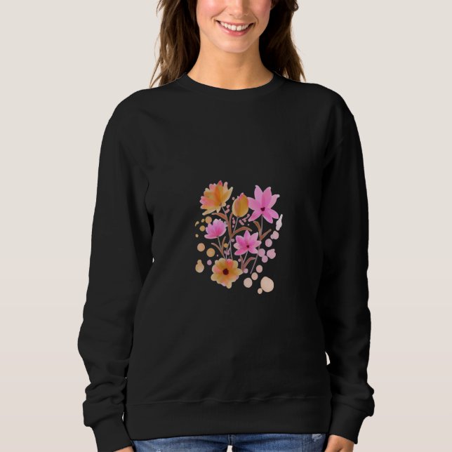 • Midnight Bloom – Schwarzes schwarzes Blumenhemd  Sweatshirt (Vorderseite)