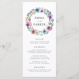Midnight Blooms   Carte de Menu de Mariage