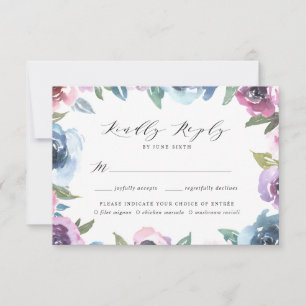 Midnight Blooms   RSVP-Karte mit Essensauswahl RSVP Karte