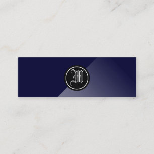 Midnight Blue Abstrakt Gothic Monogram Mini Visitenkarte