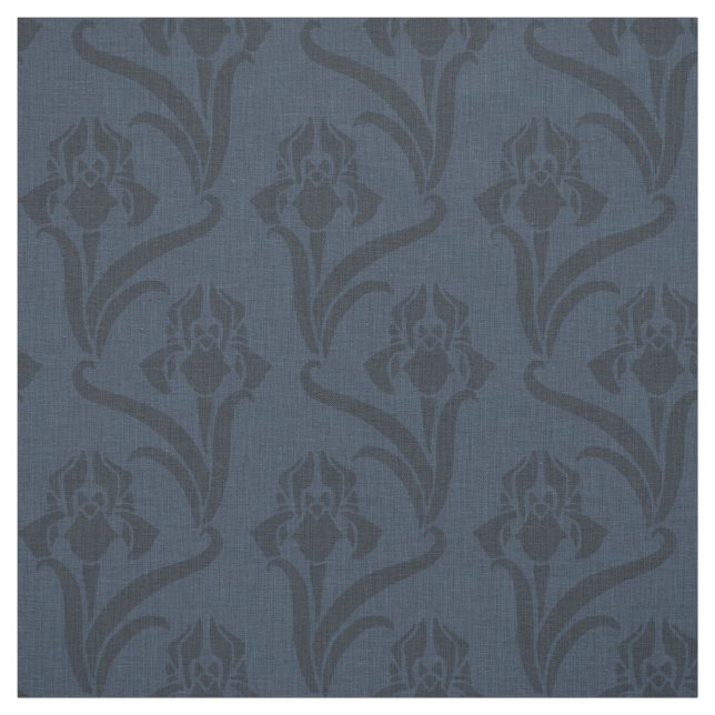 Midnight Blue Art Nouveau Iris Fabric Stoff (Muster)