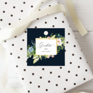 Midnight Blue Blush Floral Abschluss Fevor Tags Geschenkanhänger