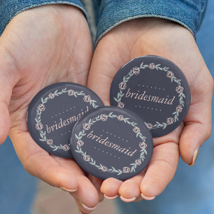 Midnight Blue, Blush Pink und Sage Bridesmaid Button