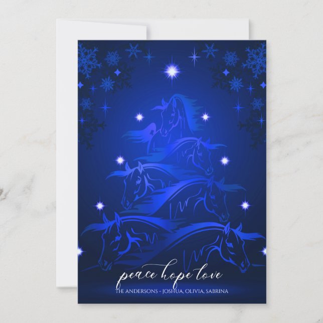 MidNight Blue Christmas Horses Feiertagskarte (Vorderseite)