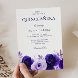 Midnight Blue Eleganto Navy Rose Quinceanera Party Einladung