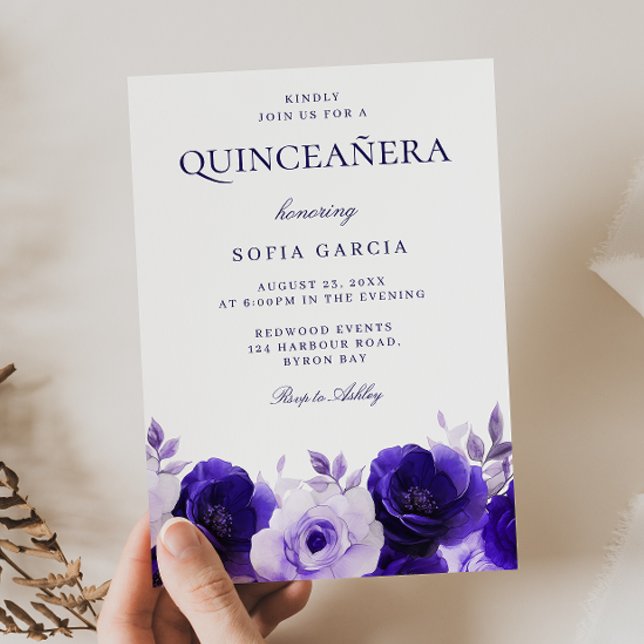 Midnight Blue Eleganto Navy Rose Quinceanera Party Einladung (Von Creator hochgeladen)