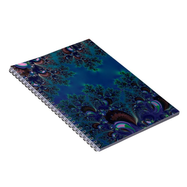 Midnight Blue Frost Crystals Fraktal Notizblock (Rechte Seite)