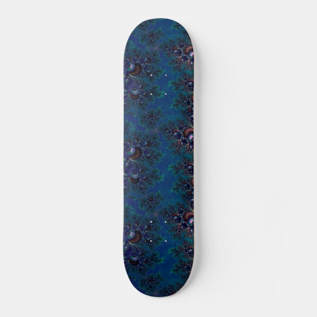 Midnight Blue Frost Crystals Fraktal Skateboard (Vorderseite)