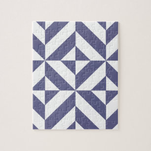 Midnight Blue Geometric Deko Cube Pattern
