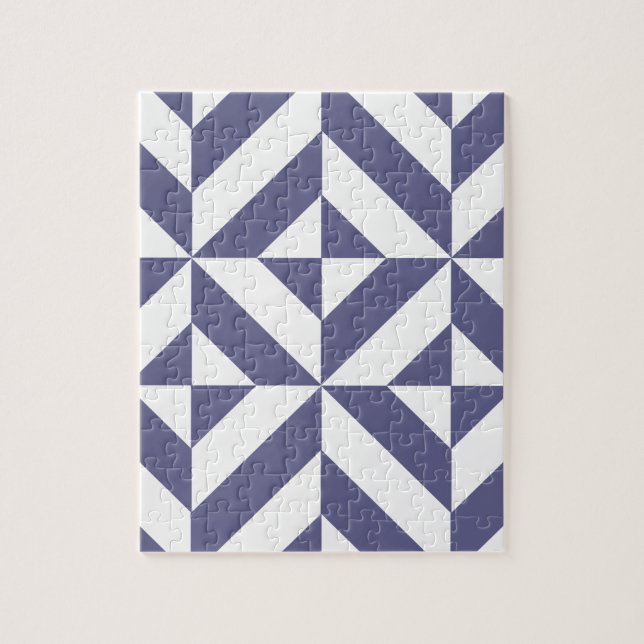 Midnight Blue Geometric Deko Cube Pattern (Vertikal)