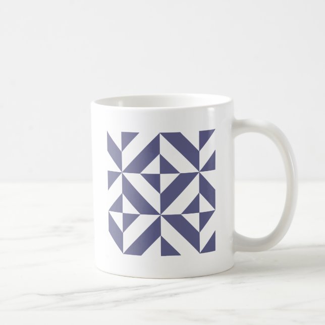 Midnight Blue Geometric Deko Cube Pattern Kaffeetasse (Rechts)