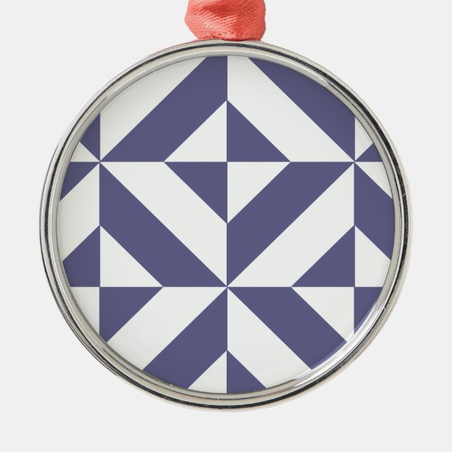 Midnight Blue Geometric Deko Cube Pattern Silbernes Ornament (Vorne)