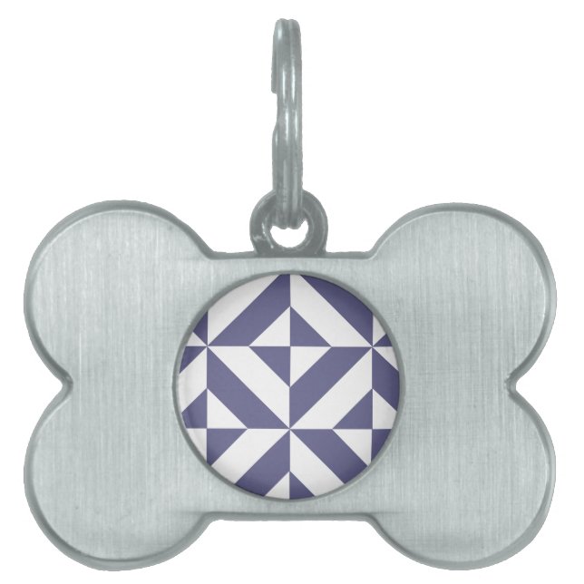 Midnight Blue Geometric Deko Cube Pattern Tiermarke (Vorderseite)