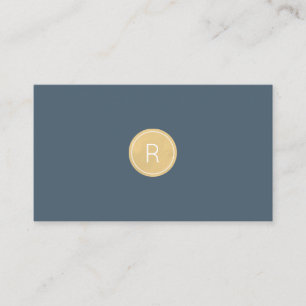 Midnight Blue Gold Monogram Minimal Business Card Visitenkarte