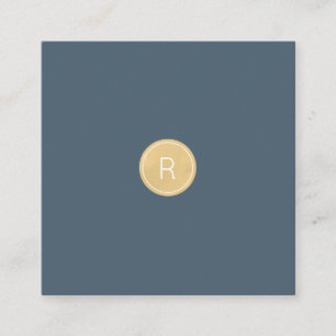 Midnight Blue Gold Monogram Square Business Card Quadratische Visitenkarte