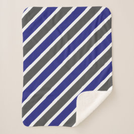 Midnight Blue & Gray Streifen Sherpadecke