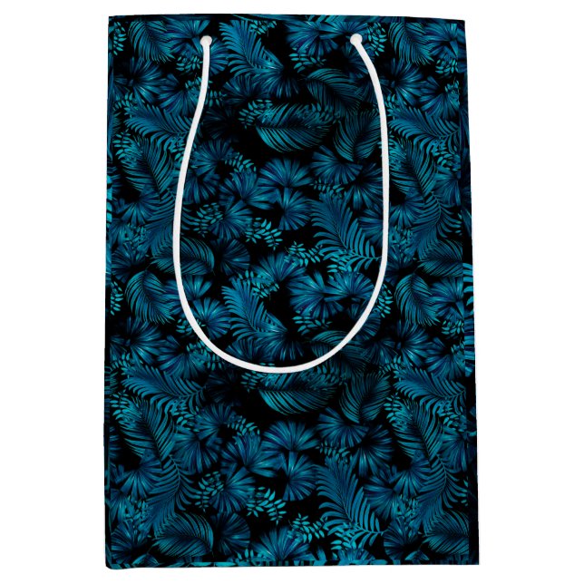 Midnight Blue Hawaiian Palms Grand Cadeau Sac (Devant)