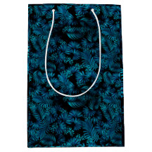 Midnight Blue Hawaiian Palms Tall Geschenktasche