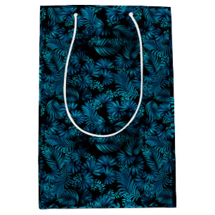 Midnight Blue Hawaiian Palms Tall Geschenktasche Mittlere Geschenktüte