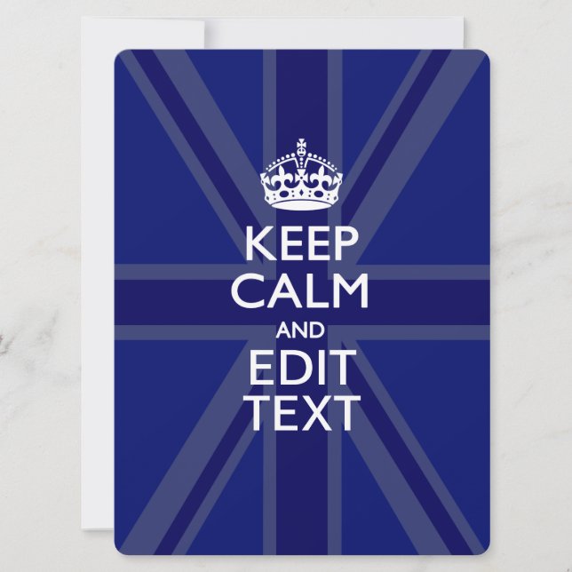 Midnight Blue Keep Calm and Your Text Union Jack (Vorderseite)