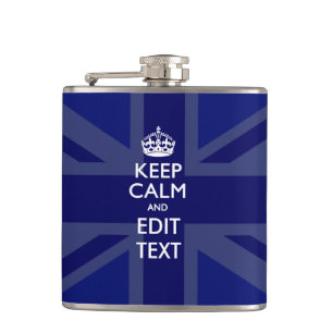 Midnight Blue Keep Calm and Your Text Union Jack Flachmann