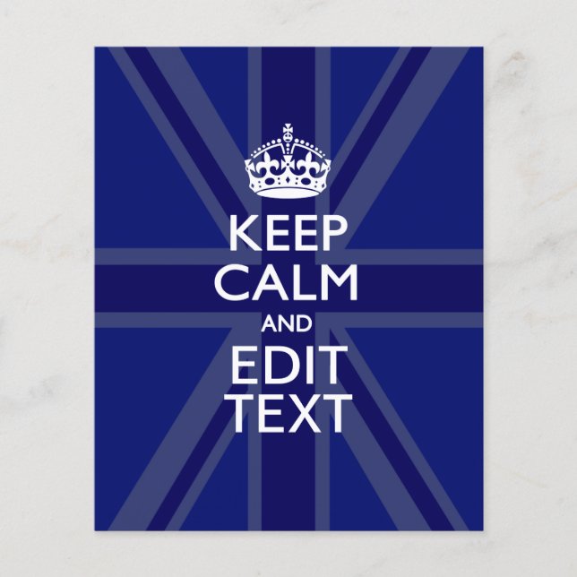 Midnight Blue Keep Calm and Your Text Union Jack Flyer (Vorne)