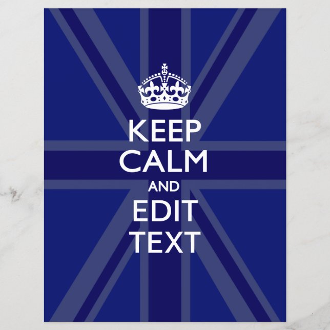 Midnight Blue Keep Calm and Your Text Union Jack Flyer (Vorne)