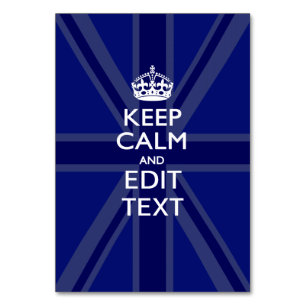 Midnight Blue Keep Calm and Your Text Union Jack Tischnummer