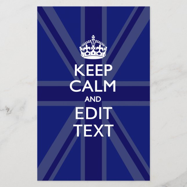 Midnight Blue Keep Calm und dein Text Union Jack Flyer (Vorne)