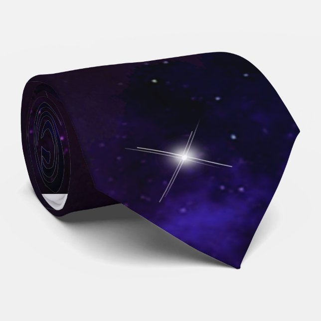 Midnight Blue Lila Galaxy Krawatte (Gerollt)