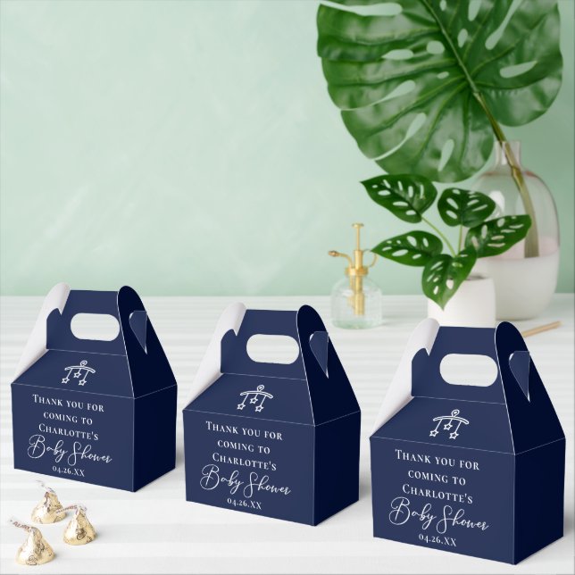 Midnight Blue Minimalistisch Baby Dusche Custom Pa Geschenkschachtel (Zahlreiche)